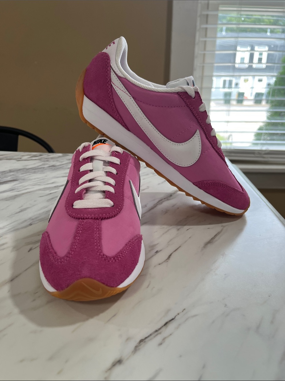 Nike Pacific Magenta and White Retro Runner Sneakers